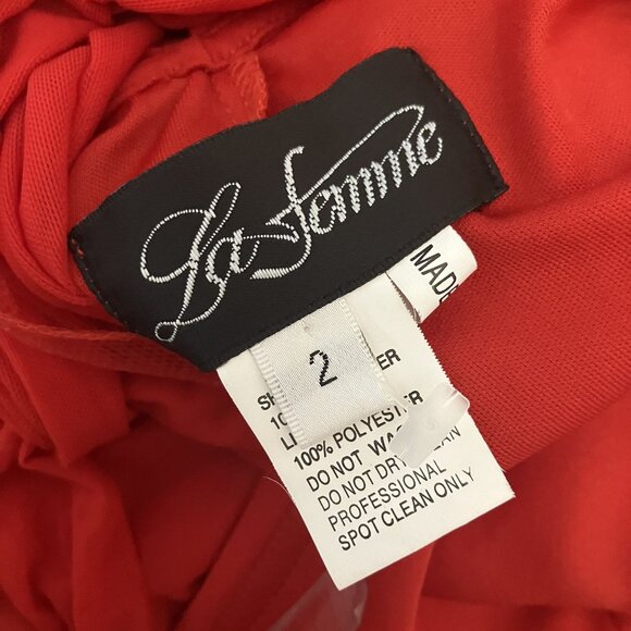 La Femme Red Evening Gown With Rhinestone Straps & Cutout Back Size 2 - Picture 5 of 6
